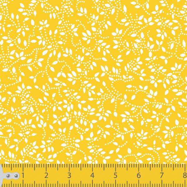 Tecido Tricoline Estampado Floral Ramificado Amarelo 1047v134