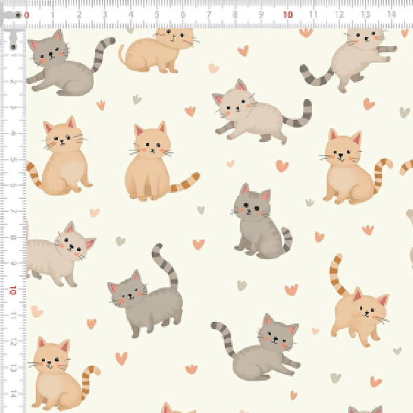 Tecido Tricoline Estampado Gatinhos Love 9050v340