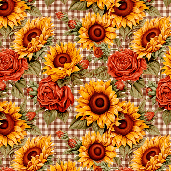 Tecido Tricoline Estampado Girassóis e Rosas Junino  9050v453