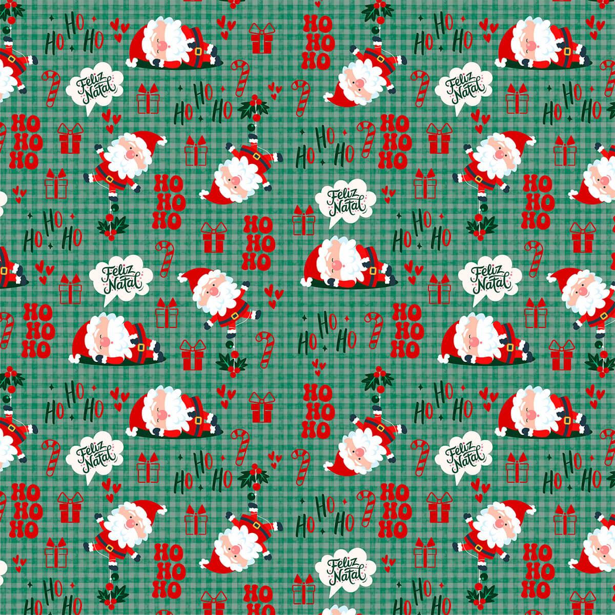 Tecido Tricoline Estampado Ho Ho Ho Natal 6227v001
