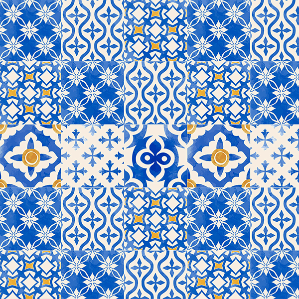 Tecido Tricoline Estampado Laranjal Azulejo Portugues Vintage 9050V416