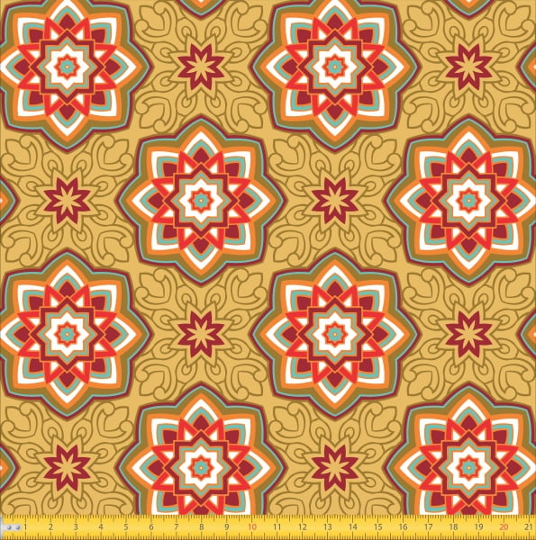 Tecido Tricoline Estampado Mandalas Estrelas Do Oriente Bege 6174v01