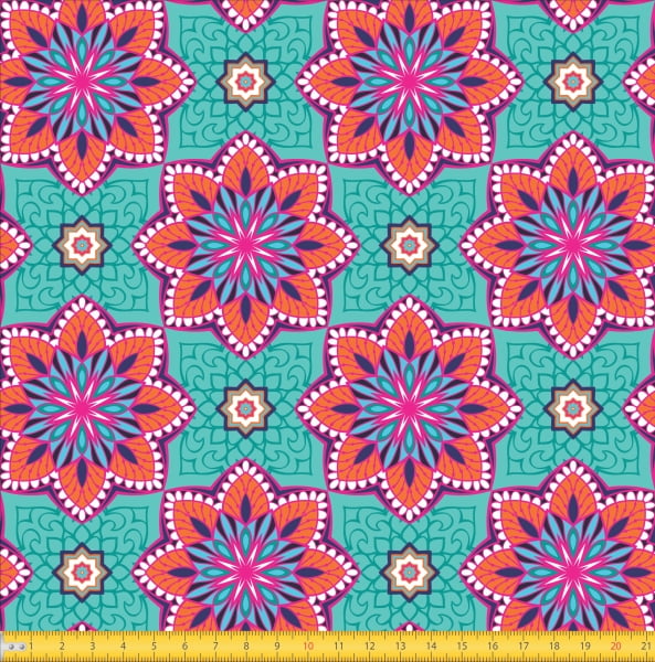 Tecido Tricoline Estampado Mandalas Flor Do Oriente Tifanny  6170v01