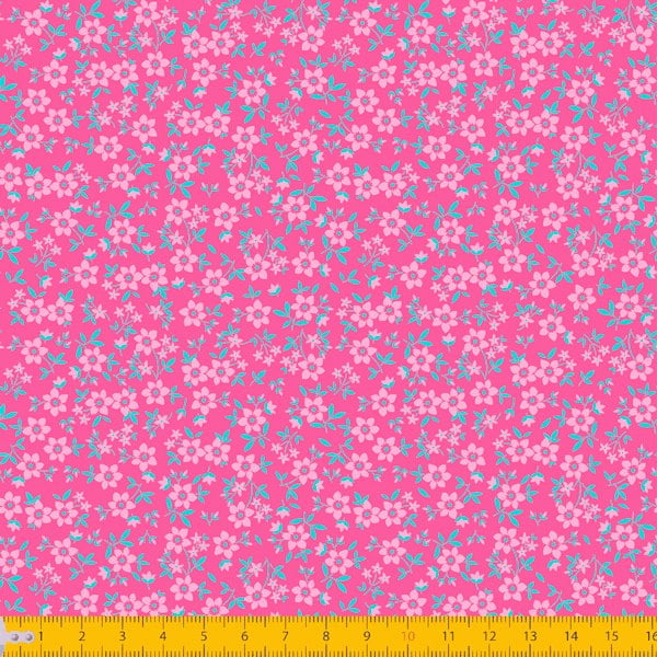 Tecido Tricoline Estampado Mini Floral Fundo Rosa 2010v09