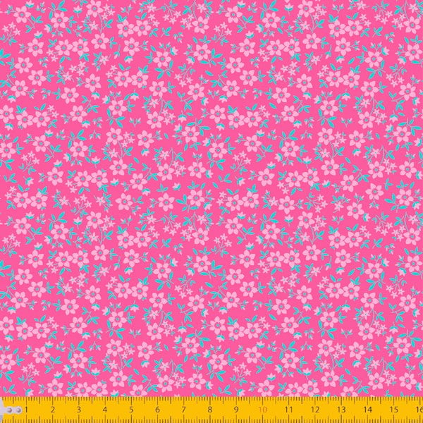 Tecido Tricoline Estampado Mini Floral Fundo Rosa 2010v09