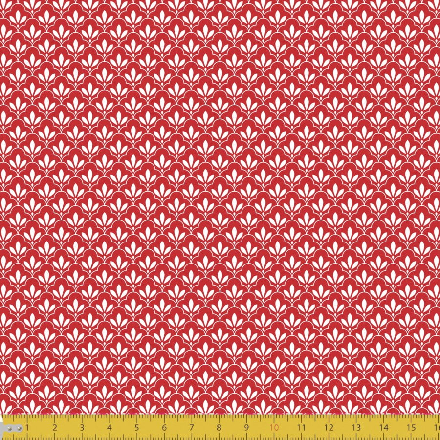 Tecido Tricoline Estampado Mini Floral Lírio Real Fundo Vermelho 1195v106