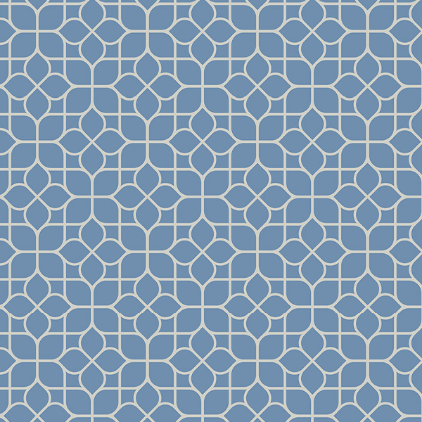 Tecido Tricoline Estampado Mosaico Floral Azul Claro 1423V131