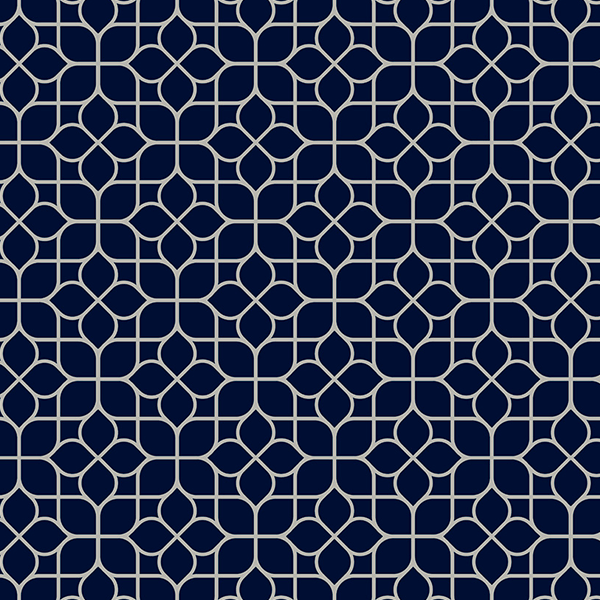 Tecido Tricoline Estampado Mosaico Floral Azul Marinho 1423V136