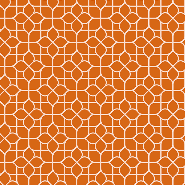 Tecido Tricoline Estampado Mosaico Floral Laranja 1423V303