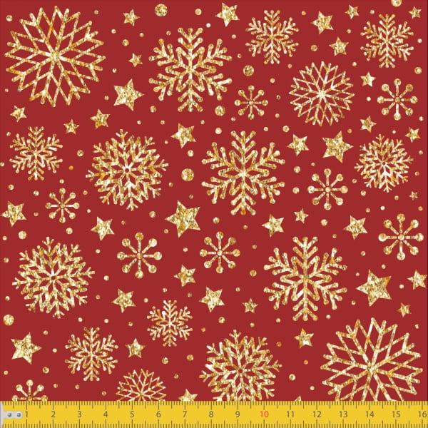 Tecido Tricoline Estampado Natal Estrelado Vermelho 1275v58