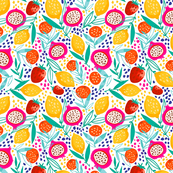 Tecido Tricoline Estampado Pitaya Limão e Morango 9050V419