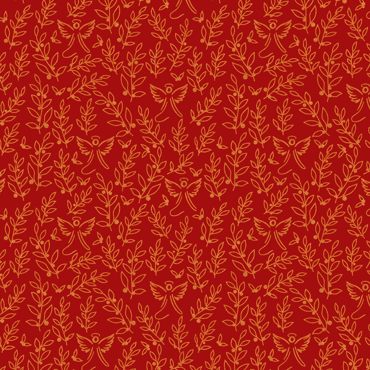 Tecido Tricoline Estampado Ramos e Anjos Natalinos Vermelho 1429v264