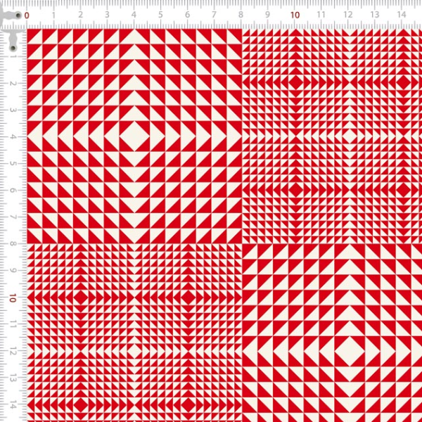 Tecido Tricoline Estampado Tramas Geométricas Vermelho 1409V274