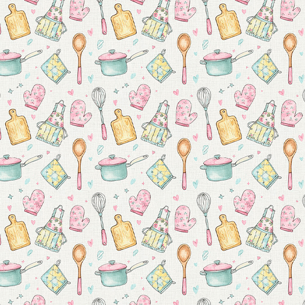 Tecido Tricoline Estampado Utensílios de Cozinha 9050V424