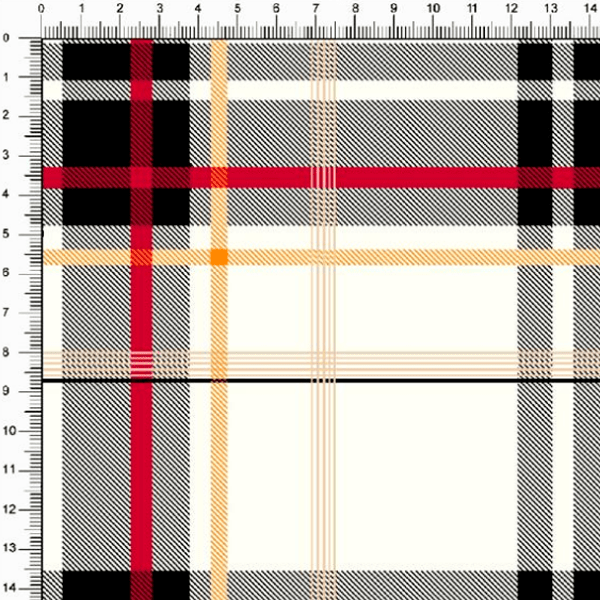 Tecido Tricoline Estampado Xadrez Grande Laranja Vermelho Branco e Preto 4230v11