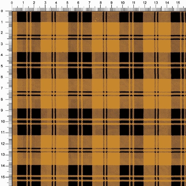 Tecido Tricoline Estampado Xadrez Mostarda e Preto