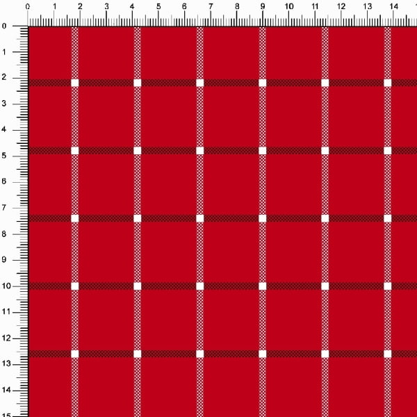 Tricoline Xadrez Pequeno Vermelho e Branco - 100% algodão - Bem