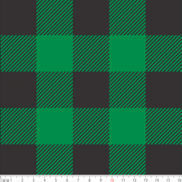 Tricoline estampado xadrez verde e preto - Renatta Tecidos