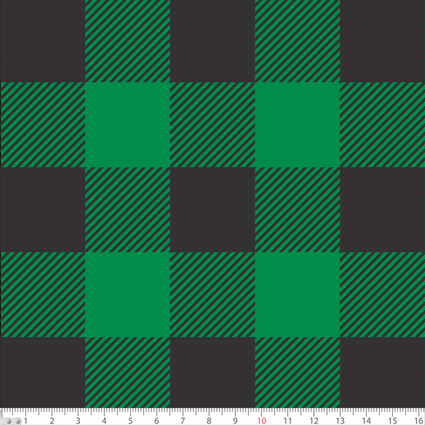 Tecido Tricoline Estampado Xadrez Preto Fundo Verde 1380v20