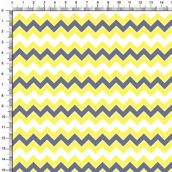 Tecido Tricoline Estampado Chevron Amarelo Cinza Branco 3298v15