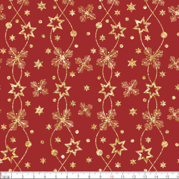 Tecido Tricoline Estrelas de Natal Vermelho 1359v058