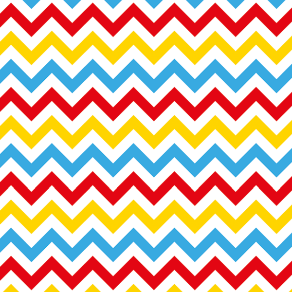 Tecido Tricoline Mista  Chevron Azul Vermelho e Amarelo ES10903065