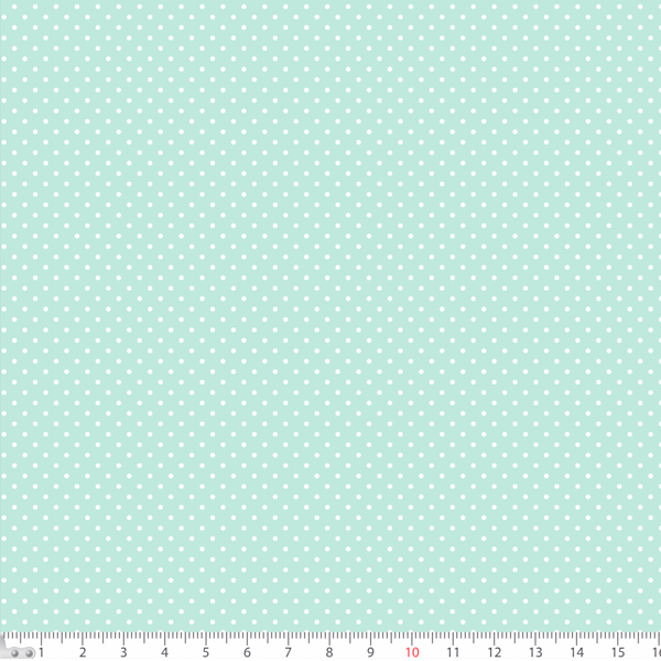 Tricoline Estampado Bolinha Mini Micro Branca Fundo Verde Claro 1002v051