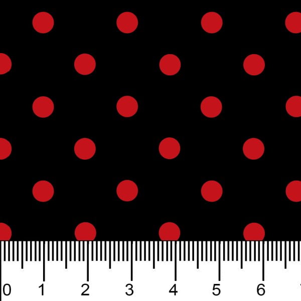 Tricoline Estampado Bolinhas Médias Vermelha Fundo Preto 1039v012