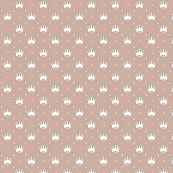 Tricoline Estampado Mini Coroa Fundo Rosa Seco  1143v053 